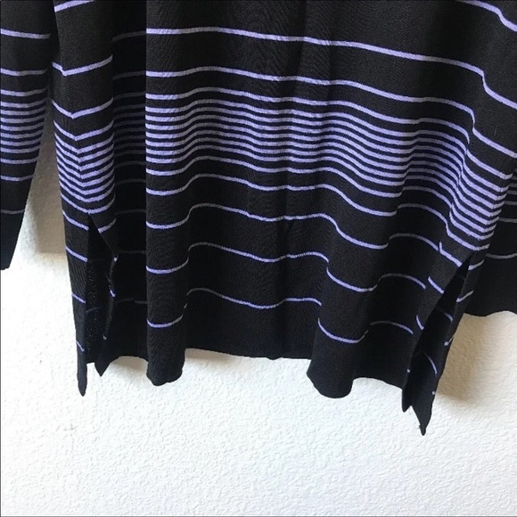 Exclusively Misook top Black w purple stripes L/XL - Picture 2 of 4